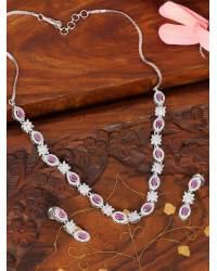 Buy Online Crunchy Fashion Earring Jewelry SwaDev AD/American Diamond Contemporary Pink Drop Ruby Jewellery Set SDJS0027  Jewellery Sets SDJS0027