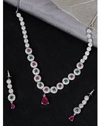 Buy Online Royal Bling Earring Jewelry Beautiful Pink Floral Kundan Necklace Set for Women Jewellery Sets RAS0572