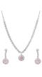 SwaDev Silver Toned American Diamond Studded Pink Stone Jewellery Set SDJS0023