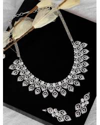 Buy Online Crunchy Fashion Earring Jewelry SwaDev American Diamond Moon Shine Silver-Plated Jewellery Set SDJS0035 Jewellery Sets SDJS0035