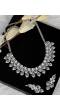 SwaDev AD/American Diamond Leaf Style Silver Toned Studded Layered Jewellery Set SDJS0039 