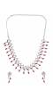 SwaDev Silver-Plated Pink Stone American Diamond Studded Handcrafted Jewellery Set SDJS0045