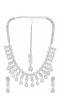 SwaDev Silver-Toned White American Diamond/AD Cubic Studded Choker Jewellery Set SDJS0047