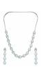 SwaDev Silver Toned Heart Design Turquoise Stone American Diamond/AD Jewellery Set SDJS0050