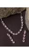 SwaDev Silver Toned Heart Design Pink Stone American Diamond/AD Jewellery Set SDJS0051