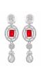 SwaDev Silver-Toned & Red AD Stone-Studded American Diamond/AD Jewellery Set  SDJS0054