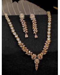 Buy Online Crunchy Fashion Earring Jewelry SwaDev American Diamond White & Silver-Plated Heavy  Party Wear Jewellery Set SDJS0005 Jewellery Sets SDJS0005