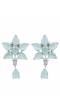 SwaDev Vintage AD/American Silver-Tone Sparkling Floral Turquoise Blue Drop Jewellery Set 