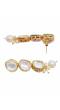SwaDev Gold-Tone White Coloured Kundan AD/ Stones Studded & Pearl Beaded Jewellery Set   SDJS0102
