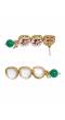 SwaDev Gold-Tone Green Coloured Kundan AD/ Stones Studded & Pearl Beaded Jewellery Set SDJS0104