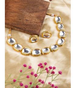 Gold Plated Reversible Kundan Choker Necklace Set for 