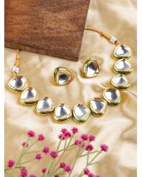 Buy Online Crunchy Fashion Earring Jewelry Crunchy Fashion Trendy Green Pearl Emerald Stone Choker Jewellery set RAS0492 Jewellery Sets RAS0492