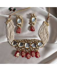 Buy Online Royal Bling Earring Jewelry Long  Multilayer Grey & Gold  Pearls Necklace Set RAS0200 Jewellery RAS0200