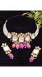 Crunchy Fashion Gold-Tone Meenakari Pink Stone Kundan Jewellery Set SDJS0113