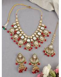 Buy Online Royal Bling Earring Jewelry Gold-Plated Kundan Studded Choker Necklace Jewellery Set for Saree,Lehenga Jewellery Sets SDJS0158