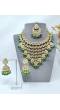 Glamorous Green Kundan Wedding Ensemble: Gold-Plated Lehenga Necklace Set