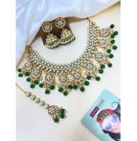 Green Pearls Kundan Choker Necklace Set | Jewellery Set for Women