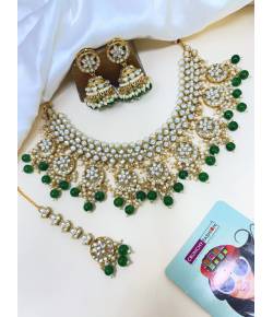 Green Pearls Kundan Choker Necklace Set | Jewellery Set for Women