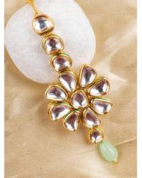 Buy Online Crunchy Fashion Earring Jewelry Crunchy Fashion Kundan & Blue Pearl Polki Maang Tika CFTK0061 Ethnic Jewellery CFTK0061