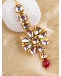 Buy Online Crunchy Fashion Earring Jewelry Crunchy Fashion Gold-Plated Imitattion Pearl & Pink Kundan Earring With Maang Tika RAE1981 Jewellery RAE1981