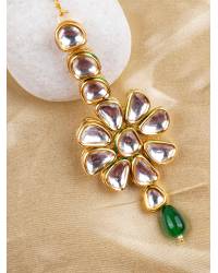Buy Online Crunchy Fashion Earring Jewelry Crunchy Fashion Gold-Plated Kundan Pearl Studded Maang Tika CFTK0063 Ethnic Jewellery CFTK0063