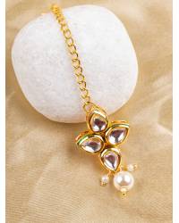 Buy Online Crunchy Fashion Earring Jewelry Crunchy Fashion Kundan Green Pearls Wedding Maang Tika CFTK0065 Maang Tikka CFTK0065