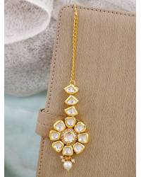 Buy Online Crunchy Fashion Earring Jewelry Crunchy Fashion Gold-Plated Indian Kundan & Pink Pearl Maang Tika CFTK0058 Ethnic Jewellery CFTK0058