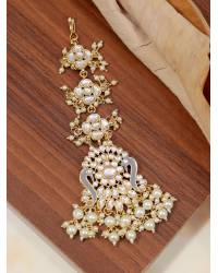 Buy Online Crunchy Fashion Earring Jewelry Crunchy Fashion Gold-Plated Chandbali Green Kundan & Pearl Maang Tika CFTK0050 Ethnic Jewellery CFTK0050