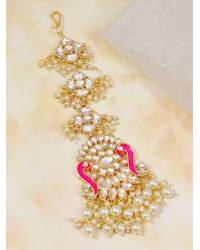 Buy Online Crunchy Fashion Earring Jewelry Crunchy Fashion Kundan Green Pearls Wedding Maang Tika CFTK0065 Maang Tikka CFTK0065