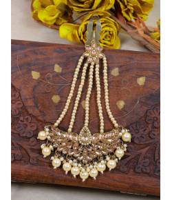 Crunchy Fashion Gold-plated Bahu Begum Style Pasa Maang Tika CFTK0041