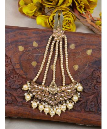 Crunchy Fashion Gold-plated Bahu Begum Style Pasa Maang Tika CFTK0041