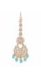 Gold-Plated Chandbali Design Kundan Stone Blue Pearl Embedded Maang Tika CFTK0045