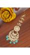 Gold-Plated Chandbali Design Kundan Stone Blue Pearl Embedded Maang Tika CFTK0045