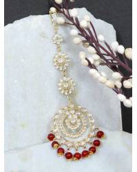 Buy Online Crunchy Fashion Earring Jewelry Gold Plated Kundan Maang Tikka for Women & Girls Maang Tikka SDJTK029