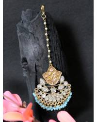 Buy Online Crunchy Fashion Earring Jewelry Stylish Gold Plated Kundan Maang Tikka for Girls/Women Maang Tikka SDJTK025