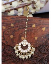 Buy Online Crunchy Fashion Earring Jewelry Stylish Pearl Drop Kundan Maang Tikka for Girls Maang Tikka SDJTK028