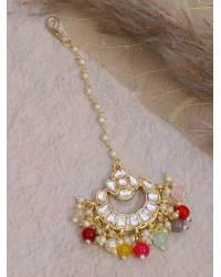 Buy Online Crunchy Fashion Earring Jewelry Crunchy Fashion Gold-plated Kun Red Pearl Bahu Begum Style Pasa Maang Tika CFTK0042 Jewellery CFTK0042