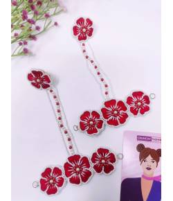 Red Blossom Handmade Floral Haldi Mehndi Hathphool set