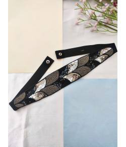 Buy Online Crunchy Fashion Earring Jewelry Ethnic Black & Silver Sequin Work Handmade Waist Belt for Handmade Beaded Jewellery CBT0007