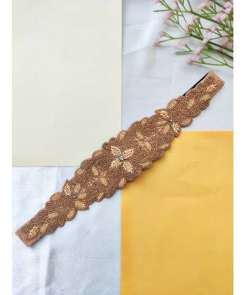 Golden Handmade Beaded Waist Belt for Fashionable Ethnic Look