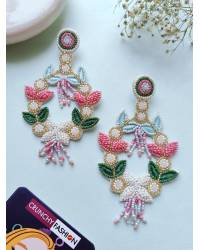 Buy Online Crunchy Fashion Earring Jewelry Antique Gold-Toned Antiq Tasselled Drop Earrings Handmade Beaded Jewellery CFE1364