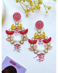 Buy Online Crunchy Fashion Earring Jewelry Golden Brown Round Bohomian Handmade Drop Earrings CFE1664 Handmade Beaded Jewellery CFE1664