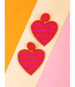 Red Heart Beaded Handmade Earrings - The Perfect Accessory