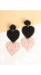 Black & Pink Beaded Heart Dangler Earrings for Girls &
