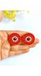Red Beaded Evil Eye Studs: Party Wear Handmade Earrings for