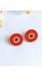 Red Beaded Evil Eye Studs: Party Wear Handmade Earrings for