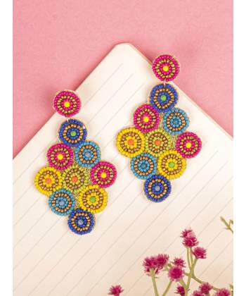 Multi-Colored Beaded Handmade Party Earrings for Women