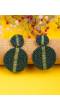 Green Beaded Handmade Earrings for Women and Girls
