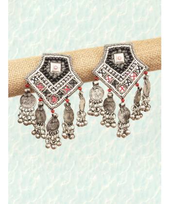 Oxidized Silver Boho Handmade Dangler Earrings for Women