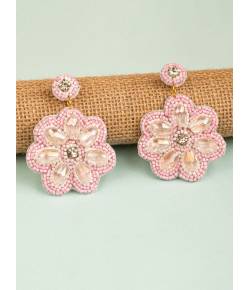 Bubbalicious Earrings- Stylish Baby Pink Beaded Flower